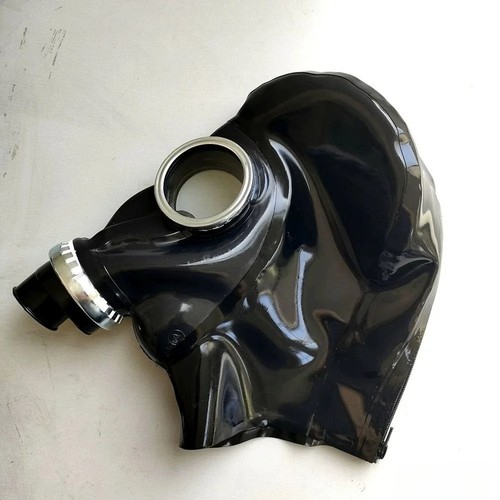Latex gasmaske schwarz - schwarz, mit