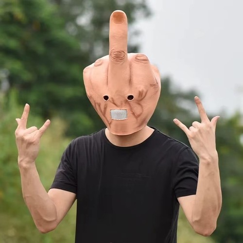 Mittelfinger latex maske - maske, beige
