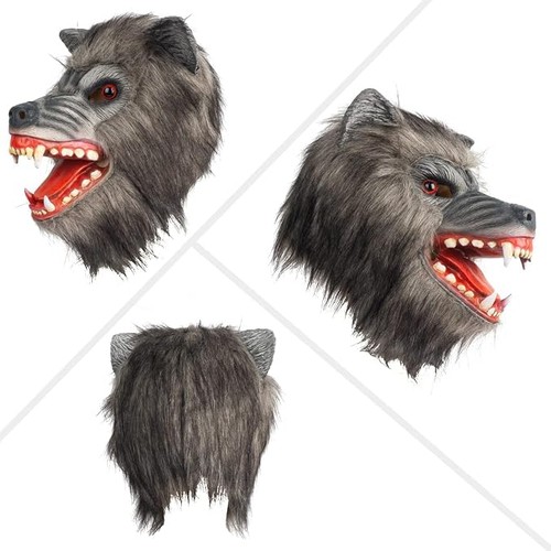 Werwolf maske grau latex - maske,