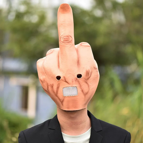 Mittelfinger latex maske - latex,